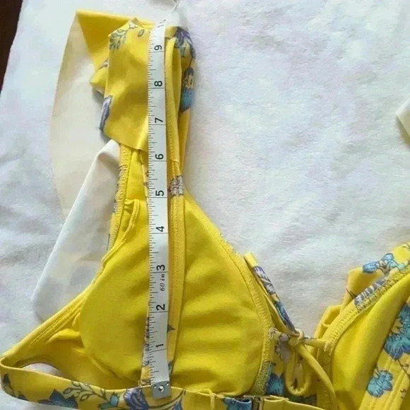 SAM EDELMAN Ruffle Front Swimsuit in Yellow Floral S - Picture 8 of 15